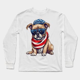 Patriotic Dog, 4th of July Design Long Sleeve T-Shirt